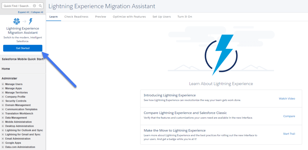 Salesforce Lightning Experience Migration Assistant Screen Shot 1