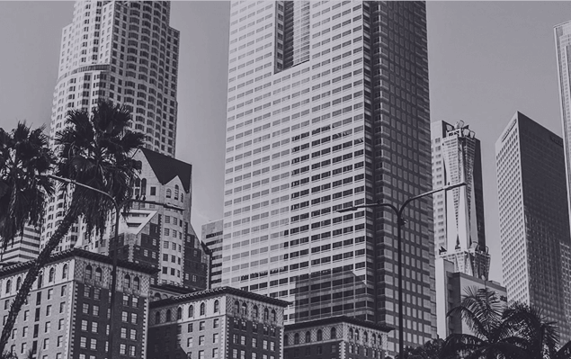 CloudMasonry Salesforce Consulting - Background Image - Skyscrapers and palm trees in city skyline.