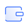 6 CloudMasonry Salesforce Consulting - Website Icon - Simple blue wallet icon on transparent background.